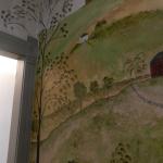 Folk art staircase mural