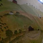 Folk art staircase mural